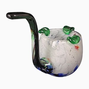 Vintage Pipe-Shaped Ashtray in Hand-Blown Glass, 1950s