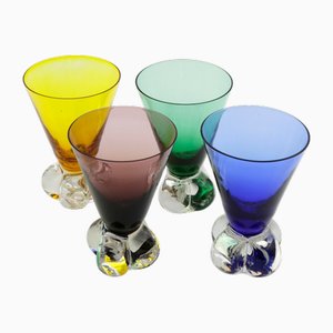 Vintage Coloured Glass Set, Set of 4