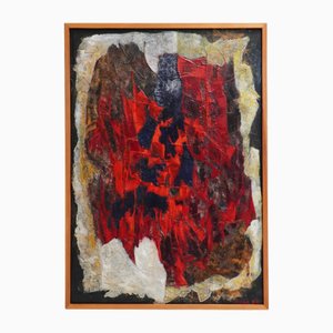 Jozef Mees, Composición abstracta grande, óleo sobre tabla, Bélgica, 1966