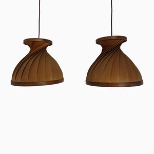 Wooden Lamella Pendant Lamps by Linus Bopp for Limbach, 1960s, Set of 2