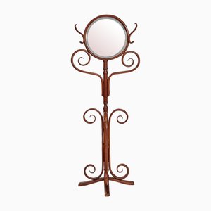 Espejo de pie de madera curvada de Thonet, década de 1890