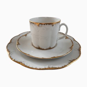 Rambouillet Gold Cup Saucer and Breakfast Plate for Rosenthal, Germany, 1981, Set of 3