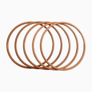 Anelli Hula Hoop Mid-Century in legno, Germania, anni '50, set di 5