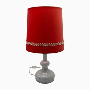 Space Age Table Lamp with Red Fabric Shade and White Porcelain Base from the Wallendorf Porcelain Factory, GDR, 1970s