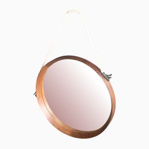 Miroir Rond Mid-Century en Teck, Italie, 1960s