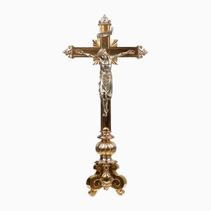 Neo-Gothic Crucifix with Polished Copper Corpus, France, 1850s