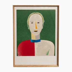 Kazimir Malevich, Portrait of a Female, Large Color Lithograph, 1992, Framed
