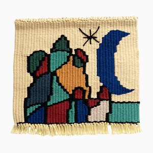 After Joan Miró, Mid Century Modern Color Tapestry, 1970, Cotton & Wool