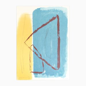 Rafols Casamada, Blue, Yellow, Black and White Abstract Composition, Lithograph, 1999