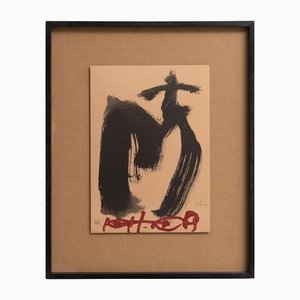 Antoni Tàpies, Abstract Black and Red Composition, Lithograph on Paper, 1999, Framed