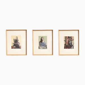 Pablo Picasso, Compositions, Color Clichés, 1943, Encadré, Set de 3
