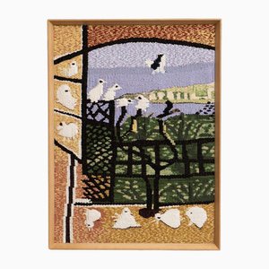 Tapisserie Murale en Textile Couleur Encadrée attribuée à Pablo Picasso - Los Pichones, 1980s