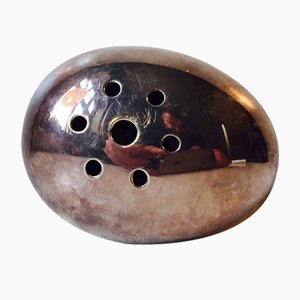 Vaso modernista ovale argentato di Carl Cohr, anni '50