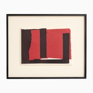 Rafael Canogar, Abstract Red and Black Composition, Lithograph, 1999, Framed