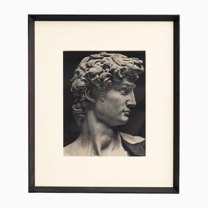 Image en noir et blanc du David de Michel-Ange, 1940, héliogravure, encadrée