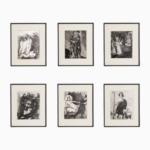 Marc Chagall, serie bíblica, 1956, fotograbados, enmarcado, juego de 6