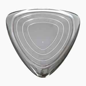 Modern Triangular Glass Plate by Angelo Mangiarotti for Cristallerie Colle, 1990s