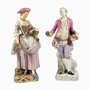 Large Gardener Figurines by Kaendler & Schoenheit for Meissen, 1860, Set of 2