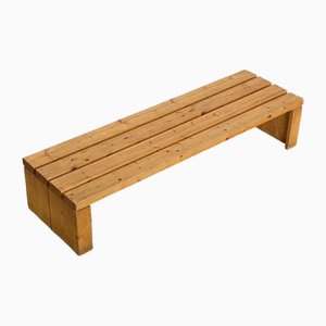 Large Wood Bench from Les Arcs by Charlotte Perriand, 1985