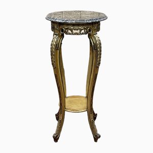 Cuscino in legno dorato e ripiano in marmo, anni '70