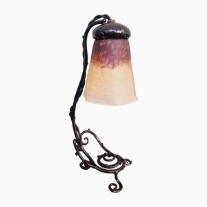 Tischlampe aus Schmiedeeisen & Glaspaste von Schneider, 1920er
