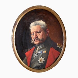 Ernst Zimmer, Paul Von Hindenburg, 20th Century, Painting on Parchment
