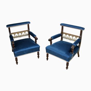 Poltrone blu, metà XIX secolo, set di 2