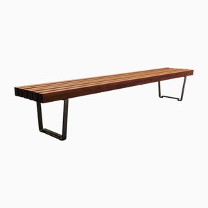 Banc à Lattes sur 6 Pieds en Métal, 1960s