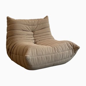 Chaise Basse Togo Beige par Michel Ducaroy pour Ligne Roset, 1970s