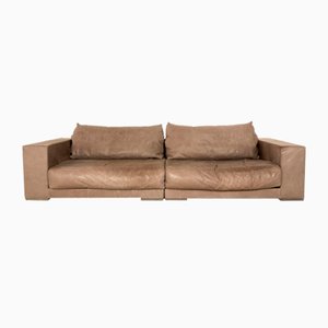 Budapest 4-Seater Sofa in Grey Olive Leather from Baxter