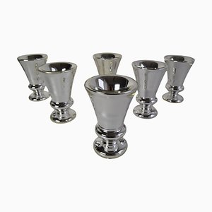 Biedermeier Amalgam Glass Goblets in Peasant Silver, 1860s, Set of 6