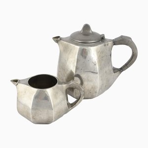 Cafetière Jugendstil et Serviteur à Crème, Allemagne, Début du 20ème Siècle, Set de 2