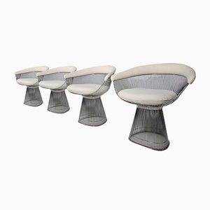 Sedie da pranzo color crema di Warren Platner per Knoll International, set di 4