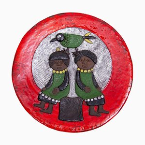 Grande Assiette en Céramique Vernie par Marie Henriette Bataille pour Atelier Dour, 1960