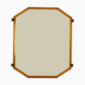 Large Octagonal Wooden Wall Mirror, 1960s