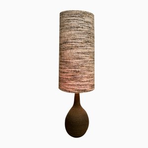 Vintage Keramik Stehlampe mit Strukturiertem Wollschirm, 1970er