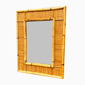 Vintage Italian Bamboo and Rattan Mirror by Dal Vera, 1970s
