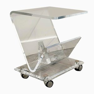 Vintage Acrylic Magazine Cart, 1980s