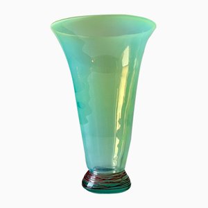 Aqua Coloured Milky Murano Glass Vase, 1970s