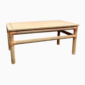 Rosa Couchtisch mit Mosaik aus Travertin von Roche Bobois, 1980er