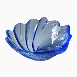 Bol Vintage en Verre Bleu Fait Main de Målerås Glasswerks, 1980s