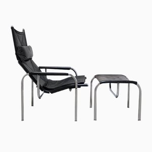 Liegender He1106 Sessel mit Fußhocker von Hans Eichenberger für Strässle, 1978, 2er Set
