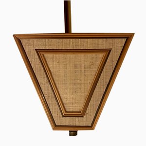 Vintage Wood and Hessian Lampshade
