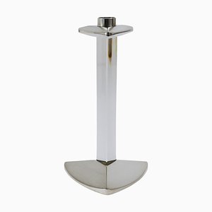 Postmoderner Kerzenhalter aus Silber & Kristallglas von Riedel X Mesa, Italien, 1980
