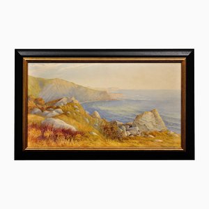 John Bedloe Goddard, Man O War Cove & Beach, The Purbecks, Dorset, 1875, Watercolor, Framed