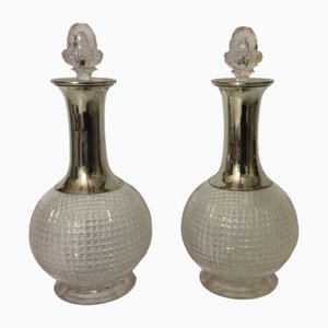 Flaschen aus Kristallglas & Silber, 1930er, 2er Set