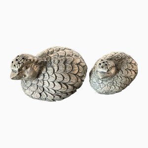 Vintage Gucci Quail Salt and Pepper Shakers in Silver Tone by Gucci for Gucci, Italy, 1970s, Set of 2