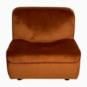 Series 9000 Modules Orange Velvet Straight Seating by Tito Agnoli for Arflex, 1969