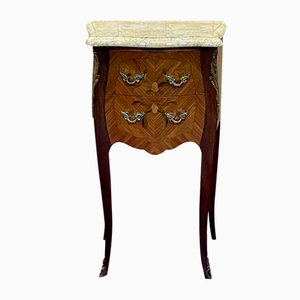 Louis XV Style Bedside Table in Oak with Marble Top, 1970s