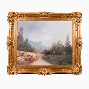 Schmidbauer, Alpine Landscape, 1970s, Oil on Canvas, Framed